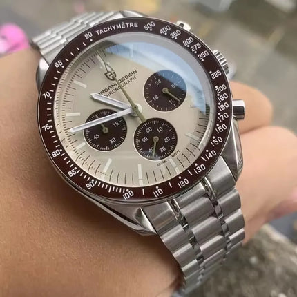 Nuovo orologio da uomo PAGANI DESIGN Saturn, orologio al quarzo di lusso da uomo, cronografo sportivo, vetro zaffiro AR, vetro ceramico luminoso, impermeabile, acciaio inossidabile, regalo ideale