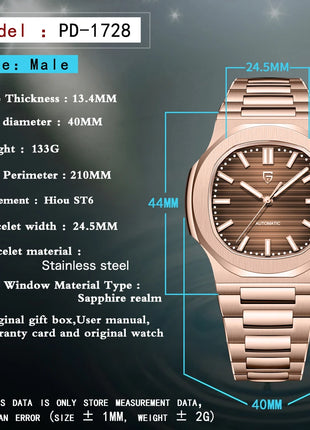 Nuovo Orologio da Uomo di Lusso PAGANI DESIGN 2026 Rosa Oro ST6 Automatico Meccanico con Protezione Luminosa e Vetro Zaffiro AR - Regalo Perfetto