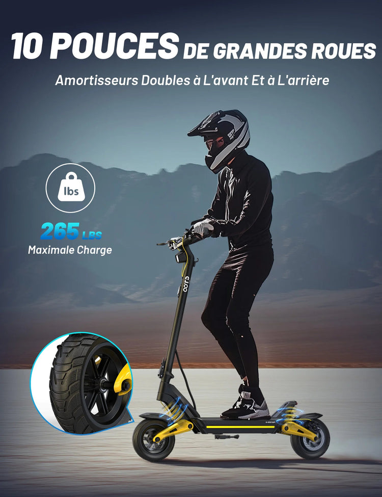 Monopattino Elettrico OOTD S10 10 Pollici con Connessione Bluetooth APP 1400W 48V 20AH 55KM/H Velocità Massima Autonomia 70km Leggero E-scooter con Doppia Sospensione platinumshop