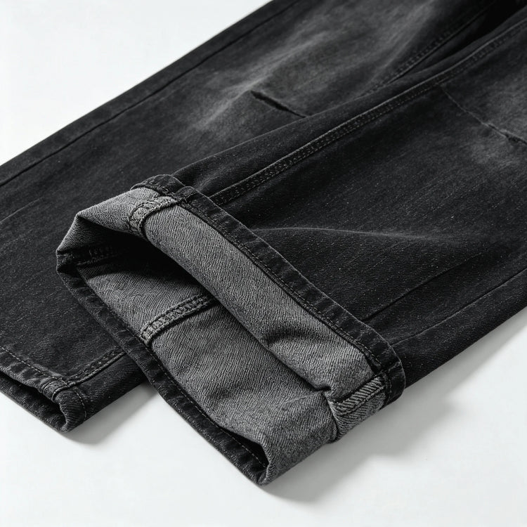 High Waist woman Jeans Barrel Model Black Denim Vintage Wash Sparse Brilliant Detail large trousers Leg Curved Streetwear Y2K Fashion Casual Outfits YW-1842