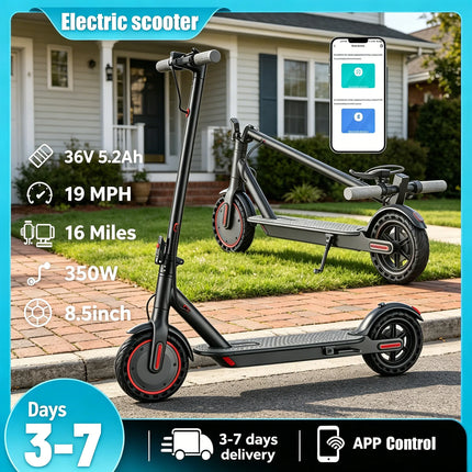 Monopattino elettrico EU Stock 350W, 19 km/h, 3 velocità, autonomia fino a 20 miglia, telaio in lega di alluminio, carico massimo 120 kg, pieghevole e portatile.