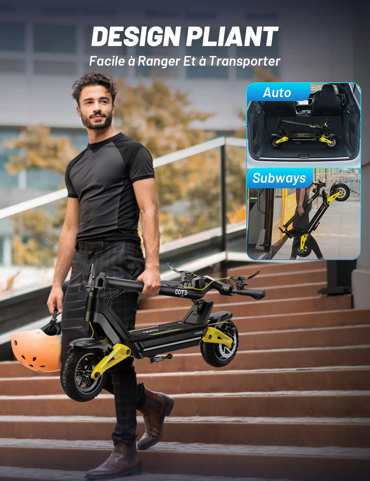 Monopattino Elettrico OOTD S10 10 Pollici con Connessione Bluetooth APP 1400W 48V 20AH 55KM/H Velocità Massima Autonomia 70km Leggero E-scooter con Doppia Sospensione platinumshop