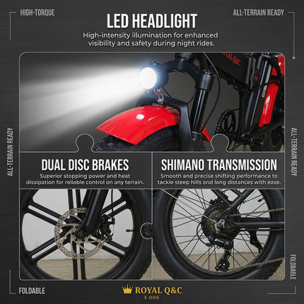 ROYAL Q&C E-BIKE 48V 25AH Velocità Massima 24,99KM/H Autonomia Massima 60KM