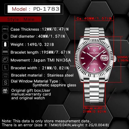 PAGANI DESIGN 2026 Nuovo orologio automatico di lusso DD40 da uomo, orologio da polso meccanico da uomo, acciaio inossidabile, impermeabile, vetri in zaffiro AR, spedizione locale