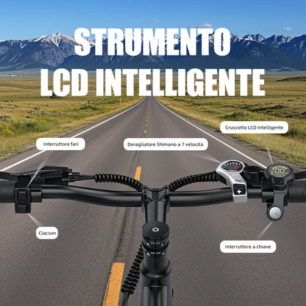 Bicicletta elettrica Aairsk Q7 con motore da 250W, batteria rimovibile da 36V 10Ah, velocità massima di 25 km/h, doppia sospensione e autonomia da 45 a 75 km per carica. Bicicletta elettrica per adulti.