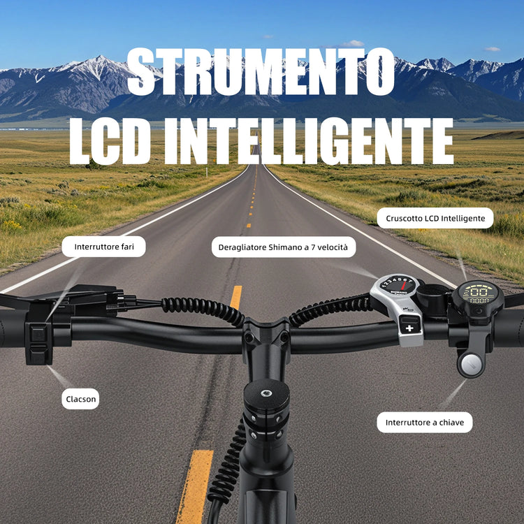 Bicicletta elettrica Aairsk Q7 con motore da 250W, batteria rimovibile da 36V 10Ah, velocità massima di 25 km/h, doppia sospensione e autonomia da 45 a 75 km per carica. Bicicletta elettrica per adulti.