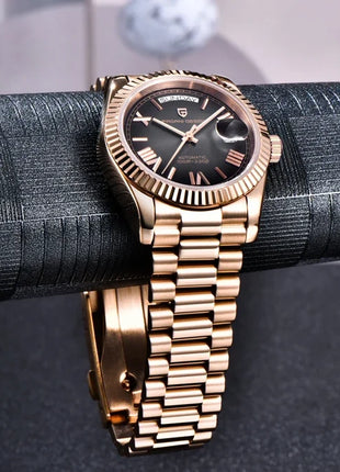 Nuovo Orologio da Uomo PAGANI DESIGN D36 in Oro Rosa, Lussuoso Automatico Meccanico Impermeabile con Vetro Zaffiro AR, Acciaio Inossidabile, Data, Regalo per Uomo