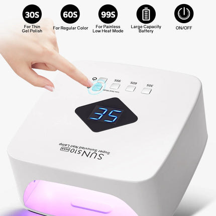 168W UV LED Nail Lamp Rechargeable Nail Dryer with Large LCD Display Professional Gel Curing Lamp 4 Timer Auto Sensor for Salon