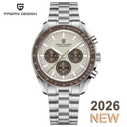 Nuovo orologio da uomo PAGANI DESIGN V6 Moon 2026, orologio al quarzo di lusso VK63 per uomo, impermeabile, cronografo sportivo veloce, vetro AR zaffiro, vetro in ceramica leggera, acciaio inossidabile, orologio alla moda.