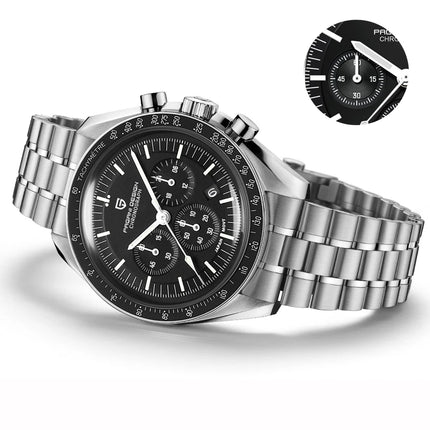 PAGANI DESIGN 2026 Nuovo Orologio al Quarzo da Uomo con Fasi Lunari, Orologi di Lusso con Vetro Zaffiro AR, Cronografo Impermeabile PD1701, Spedizione Locale