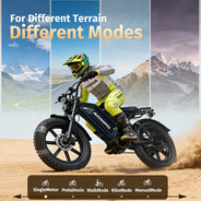 Bicicletta elettrica AONPO per adulti, motore da 2000W di potenza massima, batteria 52V15Ah, moto da montagna fuoristrada, pneumatici fat da 20*4.0 pollici, E-Bike