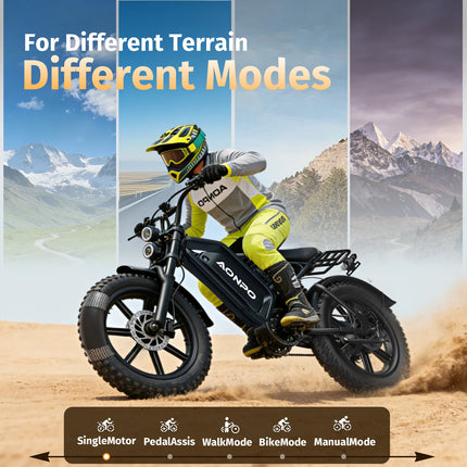 Bicicletta elettrica AONPO per adulti, motore da 2000W di potenza massima, batteria 52V15Ah, moto da montagna fuoristrada, pneumatici fat da 20*4.0 pollici, E-Bike