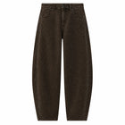 Barrel Women's Jeans High Waist Denim Brown Washed Coffee Rhinestones Side Scattered pants Wide Curved Balloon Streetwear For City Outings Look Retro Glam FX5429-4