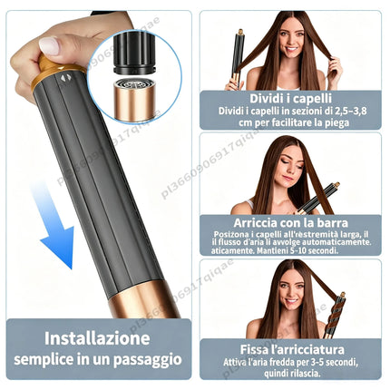 SenCiciMen 6 in 1 Professional Hot Air Styler Negative Ion Multi Hair Styler Set for Auto Curling Hair Styling Tools For Fast Drying, Curling, Volumizing &  Smooth Best Gift for Women