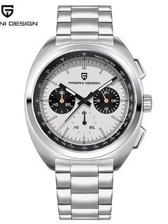 PAGANI DESIGN Nuovo Orologio da Uomo Turtle Back Cronografo al Quarzo con Vetro Zaffiro e Bracciale, Movimento Giapponese VK63, Spedizione Locale