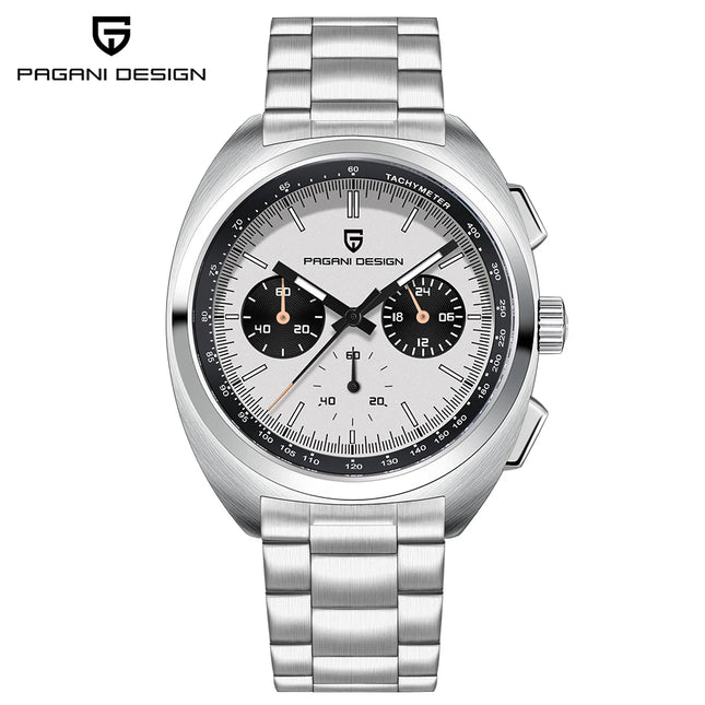 PAGANI DESIGN Nuovo Orologio da Uomo Turtle Back Cronografo al Quarzo con Vetro Zaffiro e Bracciale, Movimento Giapponese VK63, Spedizione Locale