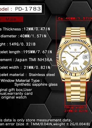 Nuovo Orologio Meccanico da Uomo PAGANI DESIGN DD40 2026, Orologio Automatico di Lusso con Vetro Zaffiro AR, Data, Impermeabile, in Acciaio Inossidabile, Regalo per Uomo