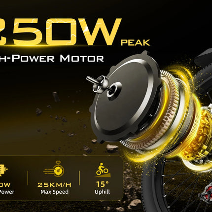 Bicicletta elettrica Aairsk Q7 con motore da 250W, batteria rimovibile da 36V 10Ah, velocità massima di 25 km/h, doppia sospensione e autonomia da 45 a 75 km per carica. Bicicletta elettrica per adulti.