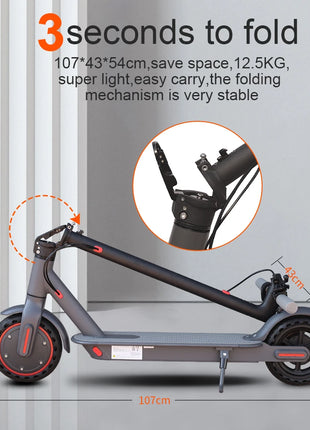 Monopattino Elettrico 350W con App, Doppio Sistema Frenante, Autonomia Fino a 30 km, Velocità Massima 30 km/h, Batteria 36V 10.5Ah - Ideale per il Pendolarismo (Disponibile in Magazzino UE)