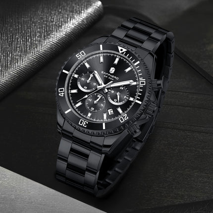 SAPPHERO Orologio Uomo Quarzo Lusso Cronografo Sport Acciaio Inossidabile Impermeabile 50M Data Luminoso Orologio Elegante Business