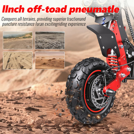 Monopattino Elettrico SUNNIGOO X7/X7PRO 3600W Doppio Motore Potente Velocità Massima 60-65km/h Pneumatici Fuoristrada da 11 Pollici Pieghevole Potente E-Scooter Autonomia 60KM Impermeabile IP54 Blocco NFC Freni Doppi Monopat