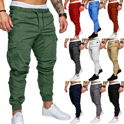 2025 New Male Trousers Mens Joggers Solid Multi-pocket Pants Sweatpants Men Pants Hip Hop Harem Joggers Pants Running men's gym