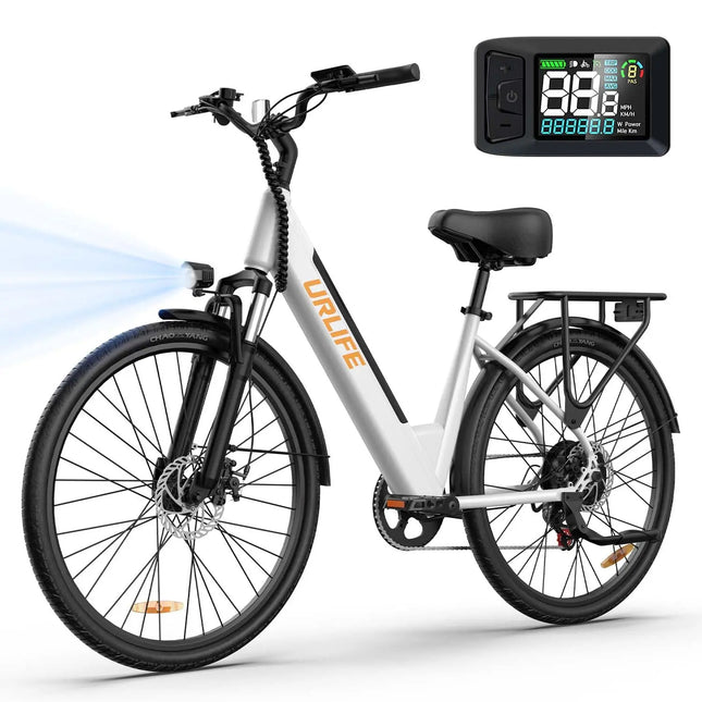 Bicicletta Elettrica URLIFE E26 750W Peak per Adulti, Pneumatici 26×2 Pollici, Batteria Rimovibile 36V 13Ah, Display LCD, Freni a Disco Idraulici a 7 Velocità, E-Bike per Pendolari Urbani