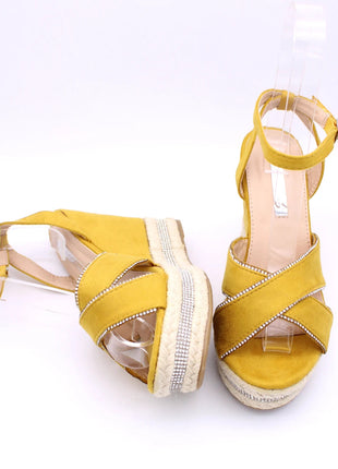 Soraia shoes Women's Glitter Stone Wedge Platform Sandal Wedge Sandal Summer Fashion Sandal PlatiNum