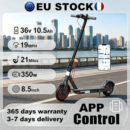 Monopattino Elettrico 350W con App, Velocità Massima 30 km/h, Batteria 36V 10.5Ah, Autonomia Fino a 34 km, Telaio in Lega di Alluminio, Carico Massimo 120 Kg, Robusto, Durevole e Pieghevole - Disponibile in Magazzino UE
