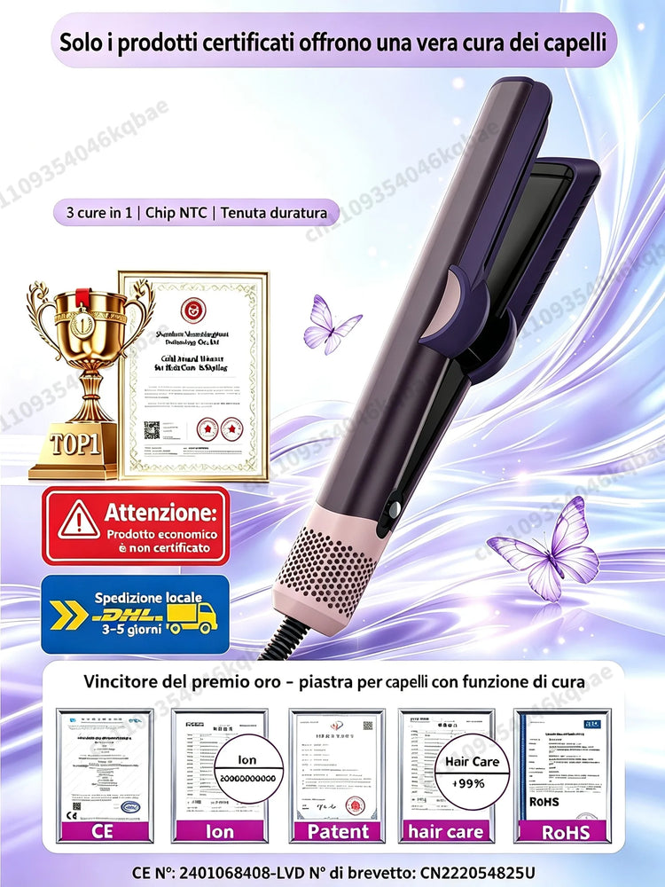 SenCiciMen 2 in 1 Air Straightener & Hair Dryer Negative Ion Flat Iron For Less Frizz Shiny & Smooth Hot Styling Tools Salon-Quality Results For Women Gift