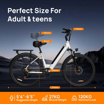 Bicicletta elettrica da pendolarismo Urlife E26, 26 pollici, 36V 13Ah, batteria rimovibile, 32 km/h, e-bike per adulti, bicicletta elettrica per il pendolarismo verso il lavoro