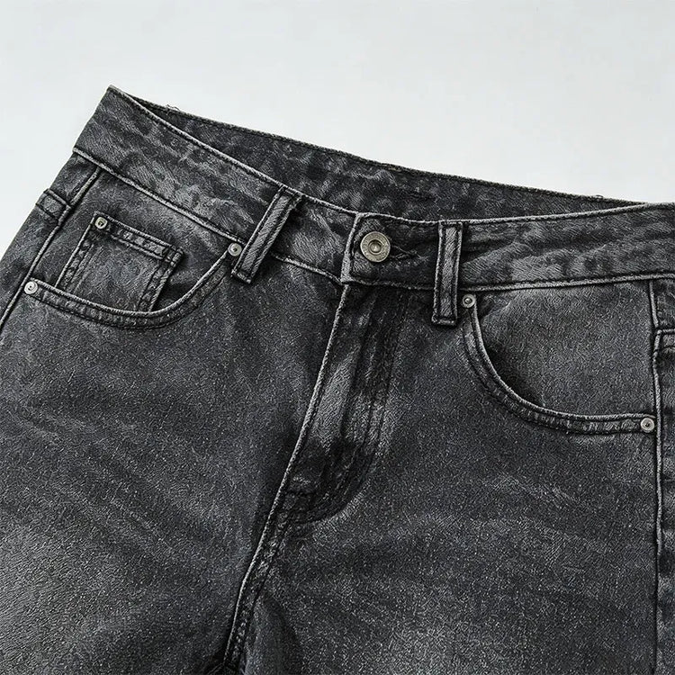 High Waist Wide Leg Women's Jeans Black Vintage Wash Effect Denim Fitted Retro Texture, Wide Soft Streetwear pants, Ideal for Casual Outings And Urban Looks, Comfortable Fit Valuing Silhouette FX5153