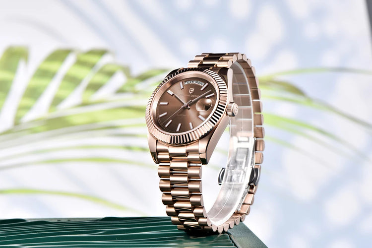 Nuovo orologio da uomo DESIGN PAGANI, orologio automatico di lusso in oro rosa per uomo, orologi meccanici con bracciale, specchio in zaffiro AR, impermeabile, con data, regalo per uomo d'affari