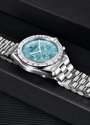 PAGANI DESIGN New Moon Watch Fashion ice blue Orologi al quarzo di lusso per uomo Cronografo da polso in acciaio inossidabile Regali per le vacanze Spedizione locale UE