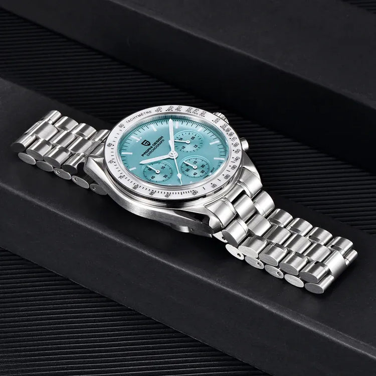 PAGANI DESIGN New Moon Watch Fashion ice blue Orologi al quarzo di lusso per uomo Cronografo da polso in acciaio inossidabile Regali per le vacanze Spedizione locale UE