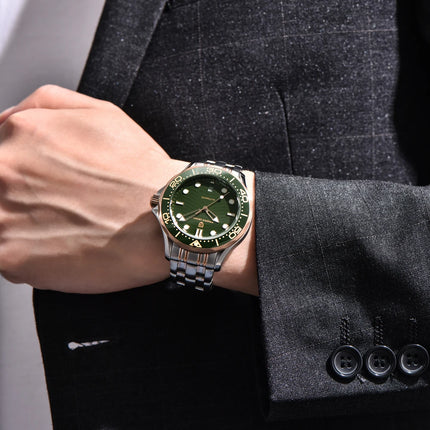 PAGANI DESIGN Orologio subacqueo automatico di lusso verde da uomo, Nuova collezione, Orologio meccanico MIYOTA 8215 da uomo, Spedizione locale