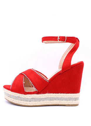 Soraia shoes Women's Glitter Stone Wedge Platform Sandal Wedge Sandal Summer Fashion Sandal PlatiNum