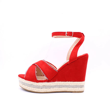 Soraia shoes Women's Glitter Stone Wedge Platform Sandal Wedge Sandal Summer Fashion Sandal PlatiNum