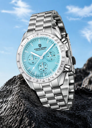 PAGANI DESIGN New Moon Watch Fashion ice blue Orologi al quarzo di lusso per uomo Cronografo da polso in acciaio inossidabile Regali per le vacanze Spedizione locale UE