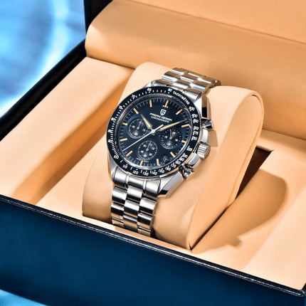 2026 Nuovi PAGANI DESIGN Uomo Luna orologi di lusso orologio al quarzo Uomo nero Automatico Data Velocità Cronografo impermeabile in acciaio inox Wristwathch Spedito localmente in Europa