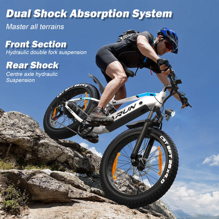 Bicicletta Elettrica per Adulti Varun S26-1, E-bike da Montagna, Batteria 48V 16Ah, Fatbike 26'', Bicicletta Elettrica da Strada