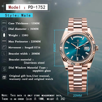 Nuovi Orologi da Uomo 2026 PAGANI DESIGN Orologio Automatico di Lusso in Oro per Uomo Orologi da Polso Meccanici con Vetro Zaffiro AR Data Impermeabile in Acciaio Inossidabile Regalo per Uomo