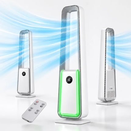 Ventilatore 3-in-1 con opzioni selezionabili: DC con luce, DC senza luce o AC; modalità naturale, normale e sleep.
