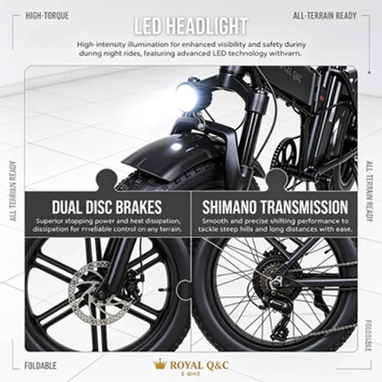 ROYAL Q&C E-Bike 48v 20AH Velocità Massima 24,99km/h Autonomia Massima 60km