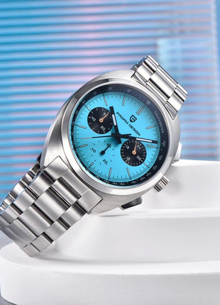 PAGANI DESIGN Nuovo Orologio da Uomo Turtle Back Cronografo al Quarzo con Vetro Zaffiro e Bracciale, Movimento Giapponese VK63, Spedizione Locale