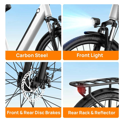 Bicicletta elettrica da pendolarismo Urlife E26, 26 pollici, 36V 13Ah, batteria rimovibile, 32 km/h, e-bike per adulti, bicicletta elettrica per il pendolarismo verso il lavoro
