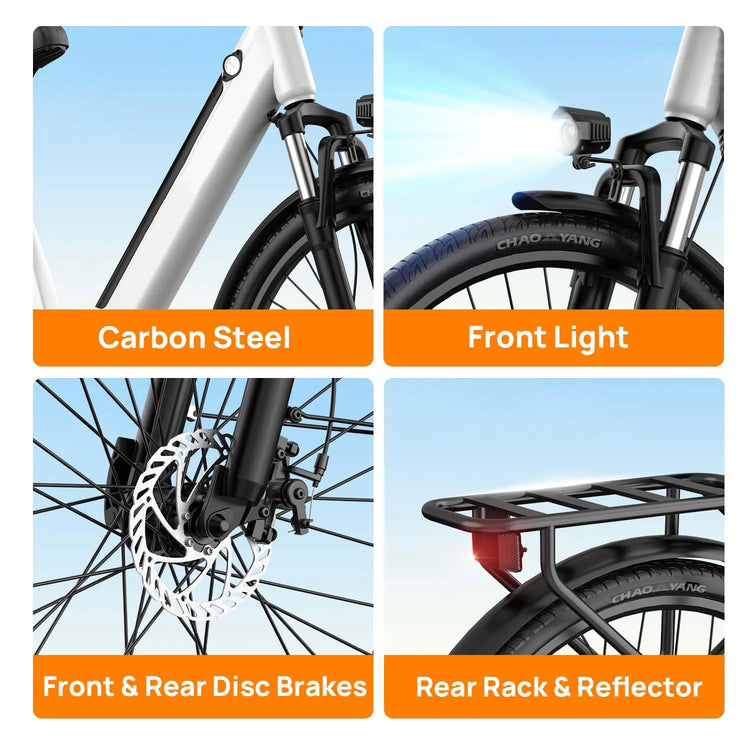 Bicicletta elettrica da pendolarismo Urlife E26, 26 pollici, 36V 13Ah, batteria rimovibile, 32 km/h, e-bike per adulti, bicicletta elettrica per il pendolarismo verso il lavoro