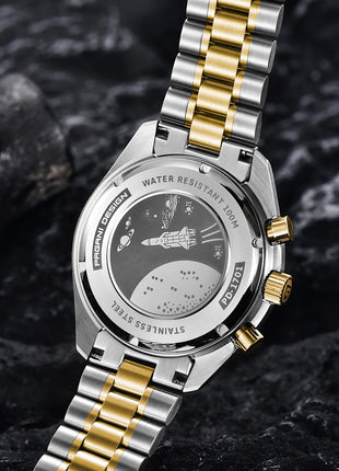 PAGANI DESIGN Nuovo Orologio da Uomo al Quarzo Orologio Luna Dorata Cronografo Sportivo VK63 con Zaffiro AR Luminoso Spedizione Locale
