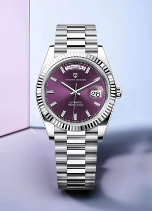 Nuovo Orologio Meccanico Automatico PAGANI DESIGN DD40 2026 per Uomo, Quadrante Viola, Data, Vetro Zaffiro AR, Impermeabile, Sportivo, in Acciaio Inossidabile, Regalo per Uomo