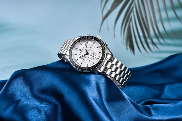 PAGANI DESIGN New Moon Watch Fashion ice blue Orologi al quarzo di lusso per uomo Cronografo da polso in acciaio inossidabile Regali per le vacanze Spedizione locale UE